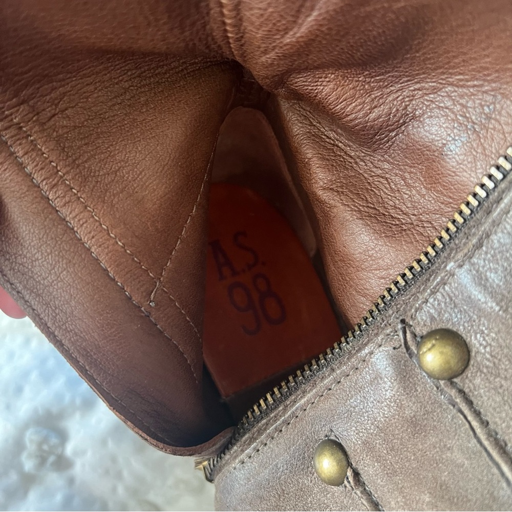 A.S.98 Military Dress Style Boots in Stone Leather Side Zip Women's 38 (US 7.5) - Picture 13 of 16